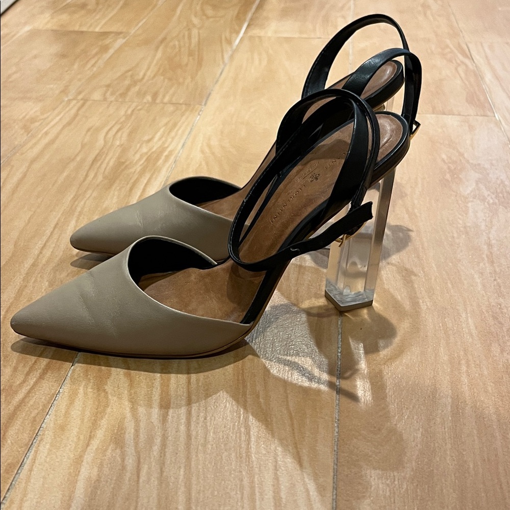 Leather & Lucite Heels